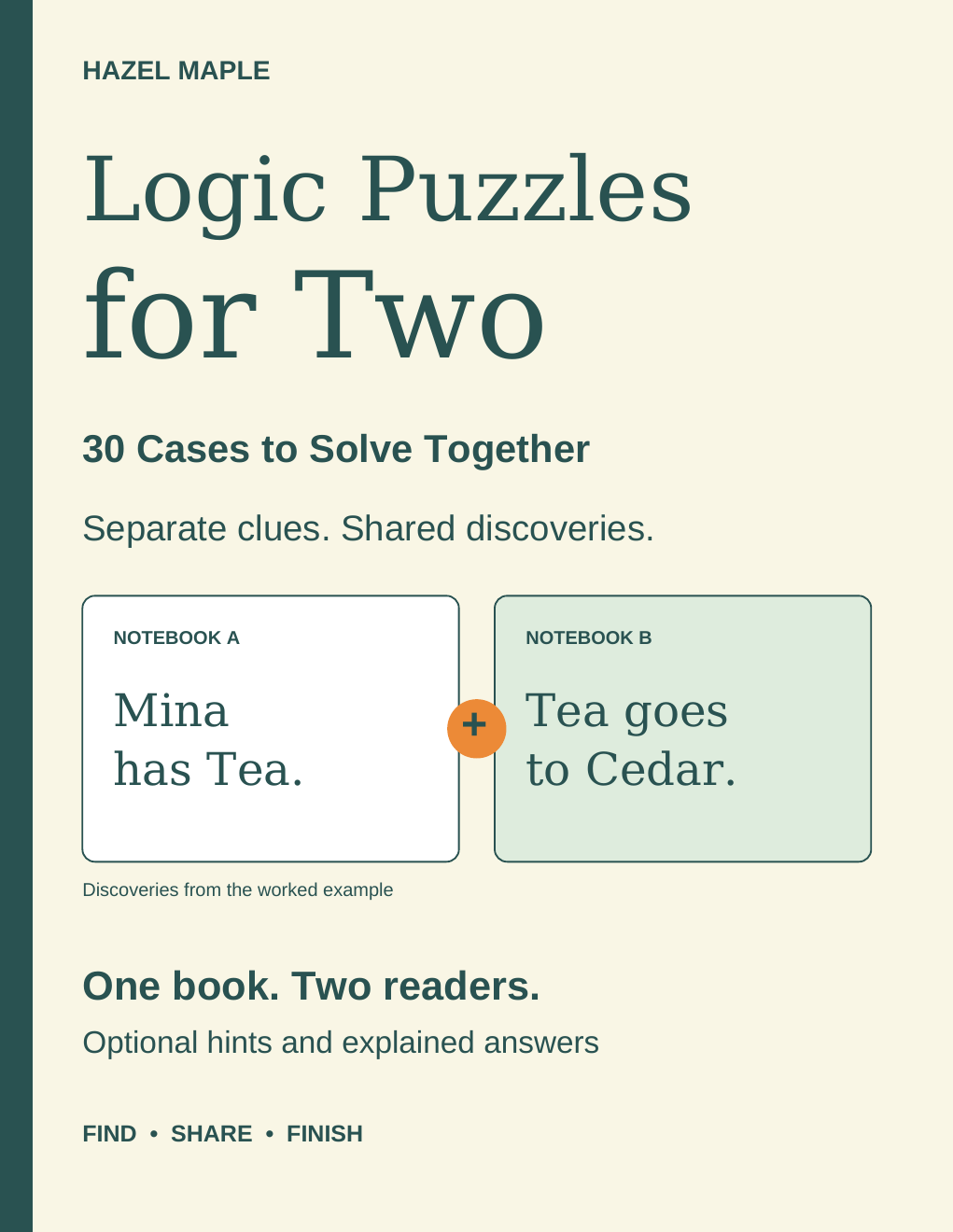 Logic Puzzles for Two by Hazel Maple, paperback front cover.